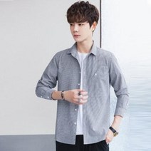 셔츠 남방 블랙 정장 면접 장례식장 조문 오피스 베이직 캐주얼 남 스트라이프 리넨 긴팔 칠부 소매 봄여름 스타일 슬림 코트