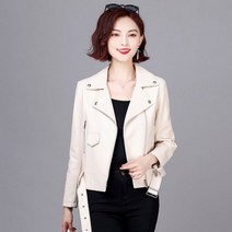 가죽자켓 여성용 모토 레더 재킷 패션 쿨 바이커 스타일 수트 칼라 쇼트 양가죽 코트 슬림 웨이스트 스플릿 가죽