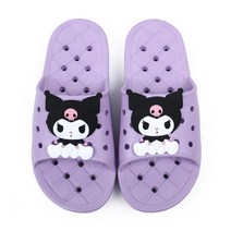 쿠로미 성인용 물이 잘빠지는 욕실화 어른 화장실 슬리퍼, 퍼플