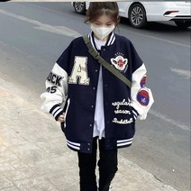 MOSAIRATION자수 야구복 코트 여성 봄 패션 하라주쿠풍 학생 캐주얼 점퍼 야구점퍼