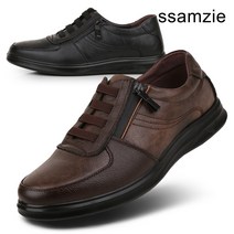 쌈지 끈없는 신발 남자 스니커즈 지퍼 디테일 밴드 경량 중년 남성 캐주얼 단화