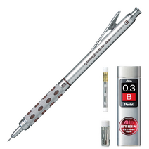 펜텔 그래프 기어 1000 샤프 0.3mm PG1013 + 아인 0.3mm B 샤프심 + 전용 지우개 세트, 혼합 x 1세트