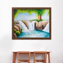 나봄갤러리 폭포그림 돈들어오는그림 폭포사진 재물운, 4.내츄럴 브라운 액자
