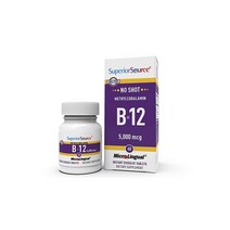 Superior Source No Shot 비타민 B12 메틸코발라민 빠른 용해 설하 정제 활성 형태의 B12 신진 대사 증가 에너지 생산 신경계 지원 GMO 프리 (비타민 B12, Vitamin B12 5 000mcg