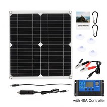 100W 태양 전지 패널 키트 12V USB 10/20/30A 컨트롤러 자동차 요트 RV 보트 휴대 전화 배터리 충전기, 05 with 40A controller