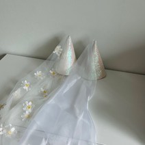 2style 글리터 요정 파티햇 데이지 베일 레이스 꼬깔모자 생일파티