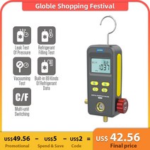 냉매회수기 냉매주입 에어컨 냉매 누설 탐지기 가스 누출 측정기 감지기 할로겐 AUTOOL LM110 디지털 매니폴드 미터 시험기 압력 게이지 키트 HVAC 진공 온도 테, 한개옵션0