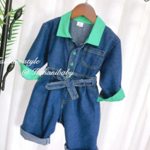 아동용 키즈 주니어 점프수트 스텐드업 청 데님 바디슈트