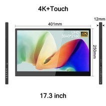 32인치 모니터 4k 17.3 인치 터치 스크린 휴대용 38402160 100 400 게임 디스플레이 전화 노트북 45 스위치, 17.3인치 4k 터치, 오 플러그