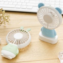 김앤강 LED동물캐릭터선풍기 미니선풍기 핸디선풍기, 토끼그린