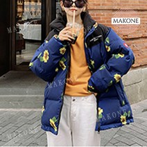 Makone 상표등록 꽃무늬패딩 루즈핏 플라워패딩 복고 잠바 빈티지 점퍼 여성 남성 오버핏 패딩 아우터