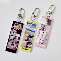 메탈 포토 인생네컷 키링 커플 반려동물 선물 에어팟 버즈 프로 자동차 차량용 키링 키홀더, 02.사각네컷키링(양면), 딱딱체, 로즈핑크