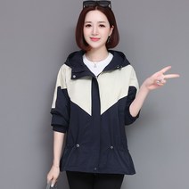 하프트렌치코트 여성 하프기장 봄가을 계절 작은 키 빅사이즈 캐쥬얼 와이드 루즈핏 멜란 자수 후드 티셔츠 2538681022