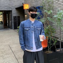 노카라청자켓 남자크롭자켓 크롭청자켓 남자봄아우터