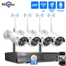 Hiseeu 8CH 무선 NVR 4PCS 3MP CCTV 시스템 키트 야외 IR 밤 비전 IP Wifi 카메라 보안 카메라 감시카메라 4HB613
