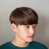남자 앞머리가발 내츄럴v뱅 부분가발 인모믹스 숱보충 m자커버, 내츄럴브라운