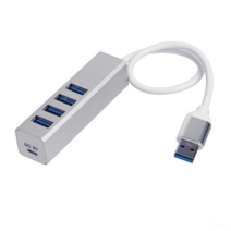 DFMEI 알루미늄 합금 4- 포트 USB3.0 허브 허브 컴퓨터 분리기 마이크로 USB 전원 공급 장치, 회색