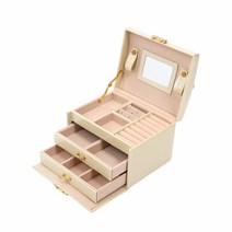 고급스러운 디자인 쥬얼리 케이스 클로제 3단 액세서리 보석함, 화이트, 17 x 14 x 12 cm