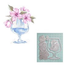 스텐실도안 페인트 무늬 커팅 다이 아름다운 꽃 병 금속 카드 만들기 앨범 embossing diy 스크랩북 종이 공예 다이 컷 금형, 2번