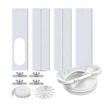 조정 가능한 이동형 에어컨 이동식 창문 키트 슬라이드 플레이트 튜브 자바라 덕트 호스, 화이트