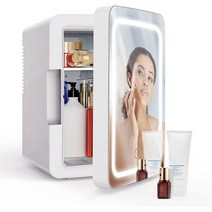 PERSONAL CHILLER 화장품 냉장고 6L LED 조명 거울이 있는 쿨러 미니 냉장, 하얀색