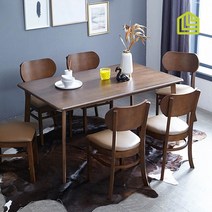 캔버버터 6인용 원목식탁세트 월넛 3types, 6인식탁+의자6개