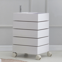 네모 인테리어 트롤리 이동식 수납장 5단, 화이트