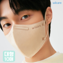 위케어 국산 윤찬영 새부리형 컬러마스크 예쁜 패션 색깔 일회용 2d 마스크 대형 10매 6color, 모카베이지