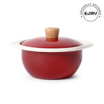 인덕션 겸용 뚝배기 에지리 꼬꼬 법랑냄비 양수 15cm 오븐 가능, 레드