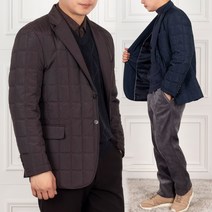 중년 남성 고급 사각패턴 패딩누빔 신사 콤비 자켓