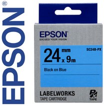 *정품* [ EPSON ] 라벨테이프, SC24B-PX [24mm 파랑/검정글씨]