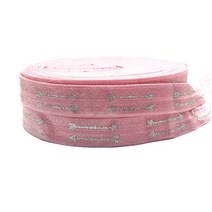 크기 5/8 인치 15mm 화살표 금박 인쇄 접는 탄성 FOE 스판덱스 머리띠 DIY 봉제 장식, GS379, 10야드 스트레칭