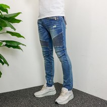 주름 지퍼 슬림핏 디스트로이드 청바지 28-38인치