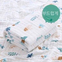 캐릭터 순면 6단 거즈 목욕 타월, 110*105cm, 고밀도 6 층 빗질-[작은 공룡]]