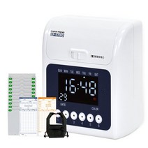 페이퍼프랜드 출퇴근기록기 EF-5700D +카드100매 +카드함 6란인자 흑적양색도트 디지털표시 지각조퇴표시