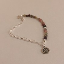 925 실버 토르마린 원석 스마일 펜던트 팔찌