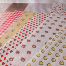 왁스페이퍼 샌드위치포장지 베이킹 도시락 토스트 크로플 떡 포장 스마일 하트 유산지 미니 도시락케이크 빵 김밥 포장지, 빈티지 베이지