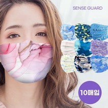 센스가드 숨쉬기 편한 국산 비말차단 패션 덴탈 마스크 40종 10매입, 플라워 오렌지