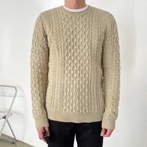 제이에이치스타일 남성용 아란 케이블 라운드 니트 CWROK272