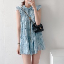 [랜덤플레이]어깨 프릴 플리츠 프릴 원피스