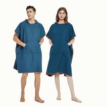 CAREWORX Surf 해변 판초 잠수복 교체 타월 목욕 가운 판초 후드 포함 서핑 수영 목욕 성인 남성 여성 - 프리 사이즈 (그레이) 236054, Navy Blue With Pocket