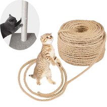 나무위의고양이 캣타워 스크레처 캣워커 선반 cat natural sisal rope for scratching post tree 교체 복구를 위한 4mm6mm 직경 diy, 15미터, 직경 6mm