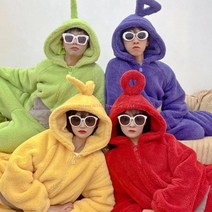 텔레토비 점프슈트 우정 커플 단체 숙면잠옷상의 홈 연말 파자마축제 특이한 인싸템, 자주색