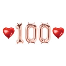 100일 숫자 하트 풍선 세트, 01.로즈골드 100