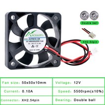 ACP5010 5cm 50mm 팬 50x50x10mm DC5V 12V 24V 2 핀 냉각 팬 마이크로 섀시 라우터 인버터 전원 공급 장치, 06 12V 2 ball bearings