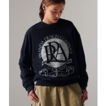 [빠른출고]/프렌다 ROUND LOGO CREWNECK SWEATSHIRT NAVY