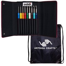 ADDI Addi 뜨개질 바늘 크로셰 후크 색상 세트 번들 Artsiga 공예 프로젝트 가방 1개 포함
