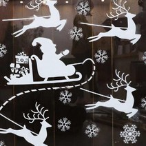 크리스마스 윈도우 스티커 (중) 루돌프썰매