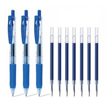 제브라 사라사클립 볼펜 1.0mm 1세트(볼펜 3P + 전용 리필심 7P), 1세트, 블루 1.0mm 볼펜 3개 + 리필심 7개