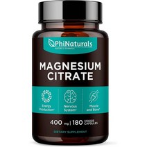 PhiNaturals Magnesium Citrate Powder 400mg 피내추럴스 구연산 마그네슘 파우더 400mg 180캡슐